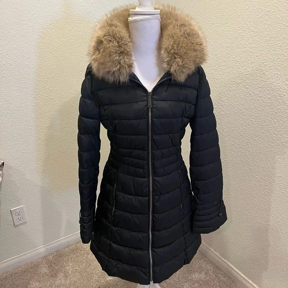❌SOLD❌Laundry By Shelli Segal DARK Navy Blue Puffer Coat with Faux Fur Collar - Picture 9 of 10
